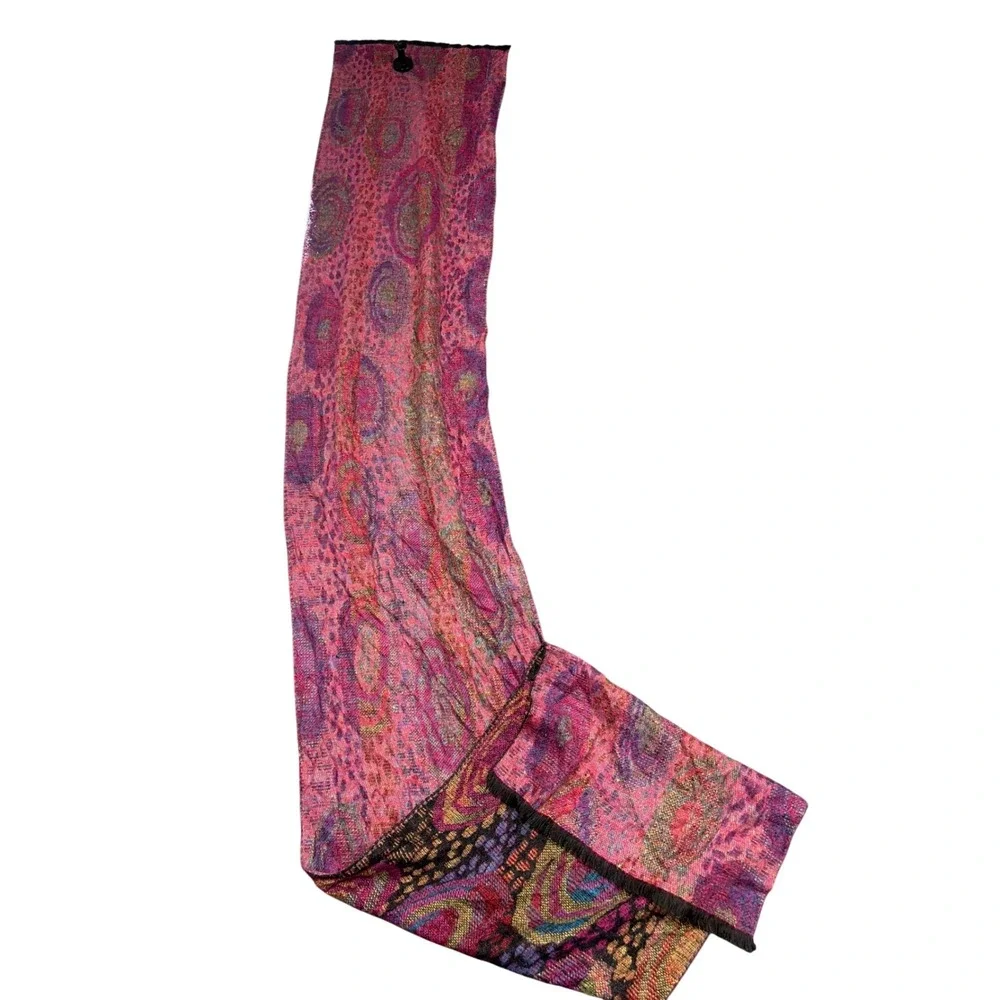 Unbranded Scarf Unisex OS Multicolor Psychedelic Woven Boho Retro Statement Wrap